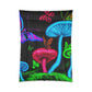 "Vibrant Nectar Dreamscape" Butterflies & Mushrooms Comforter Blanket
