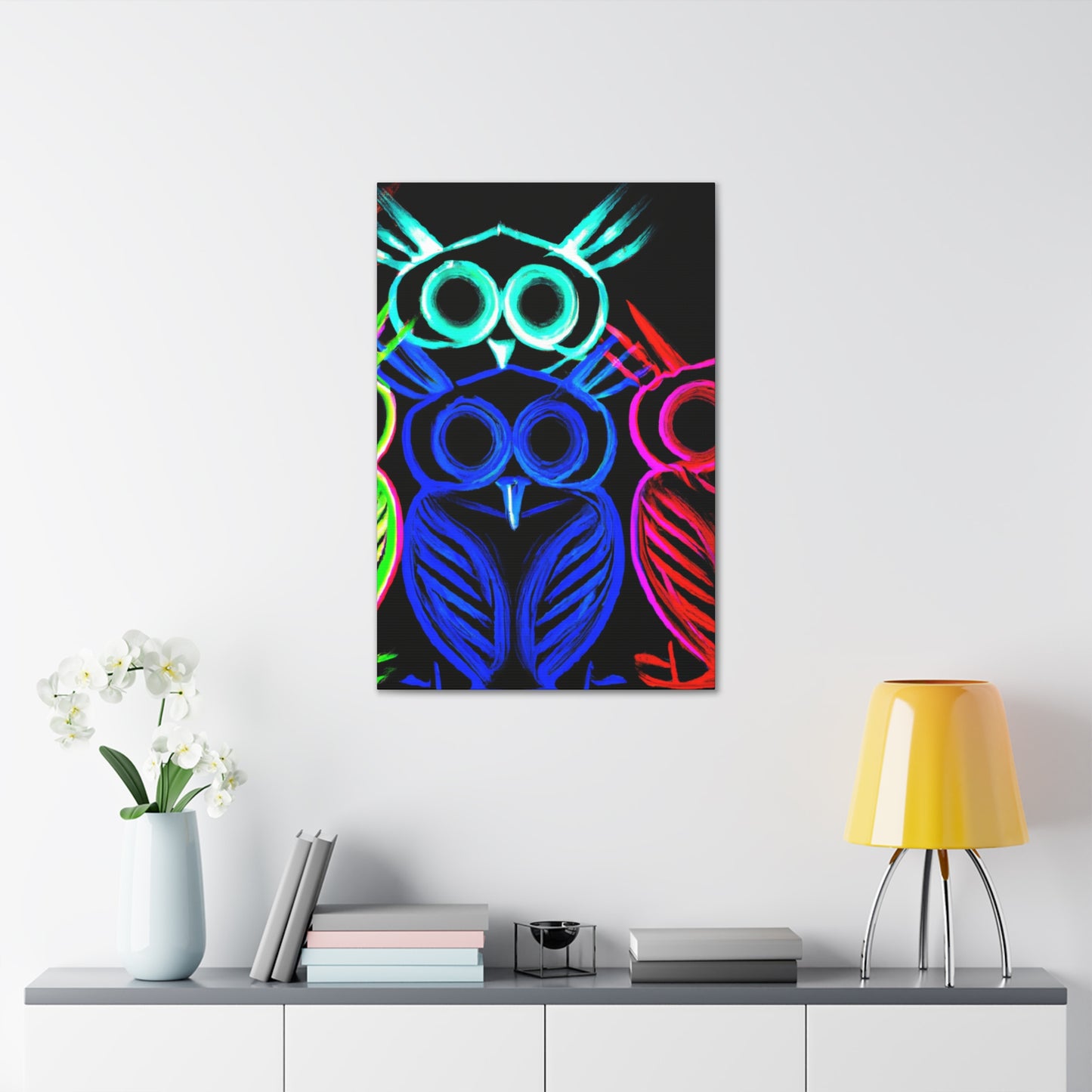 Neon Night Owls. NEON Owls Art Canvas