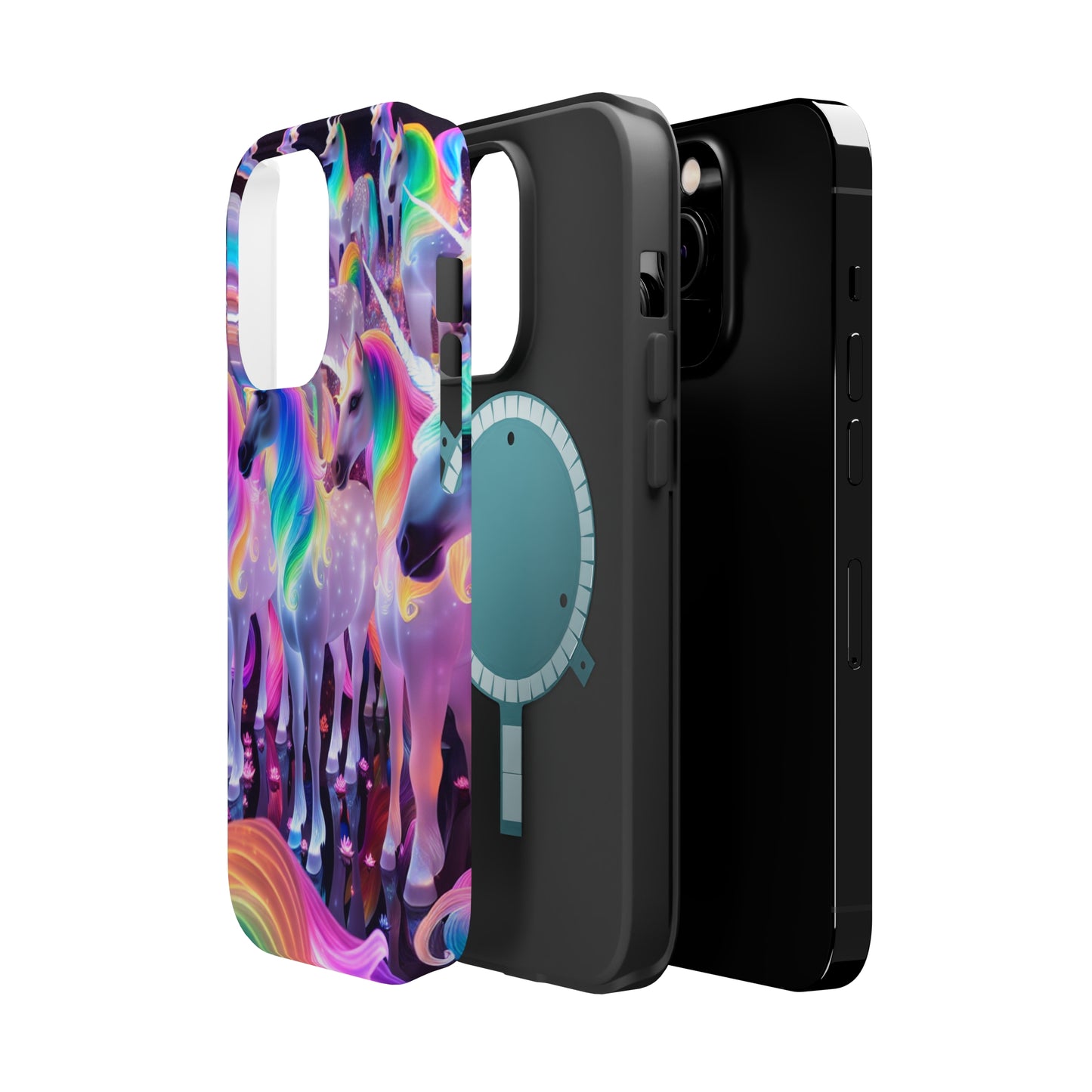 Neon Wonderland Unicorns Neon Unicorns Premium Art Magsafe Magnet Tough IPhone 13 14 15 Pro Plus Max and Mini in Matte and Glossy Phone cases