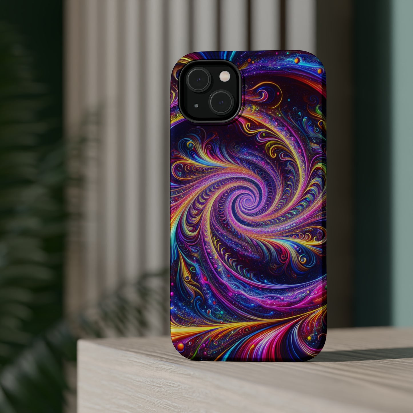 Vivid Psychedelic Cosmic Euphoria. Neon Trippy Infinity Patterns Premium Art Magsafe Magnet Tough IPhone 13 14 15 Pro Plus Max and Mini in Matte and Glossy Phone cases