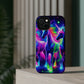 "Uni-Neon Fantasy" Neon Unicorns Premium Art Magsafe Magnet Tough IPhone 13 14 15 Pro Plus Max and Mini in Matte and Glossy Phone cases