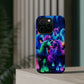 "Neon Fantasyland" Neon Unicorns Premium Art Magsafe Magnet Tough IPhone 13 14 15 Pro Plus Max and Mini in Matte and Glossy Phone cases