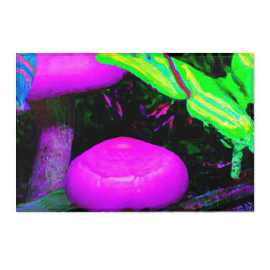 Vibrant Neon Fantasia. Butterflies & Mushrooms Area Rug