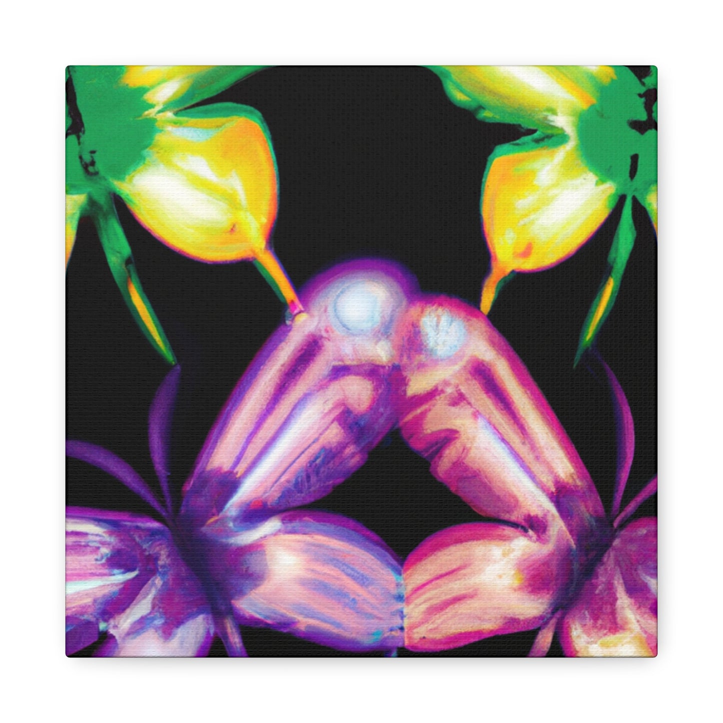 'Neon Flutter Skies' Neon Butterflies  Art Canvas