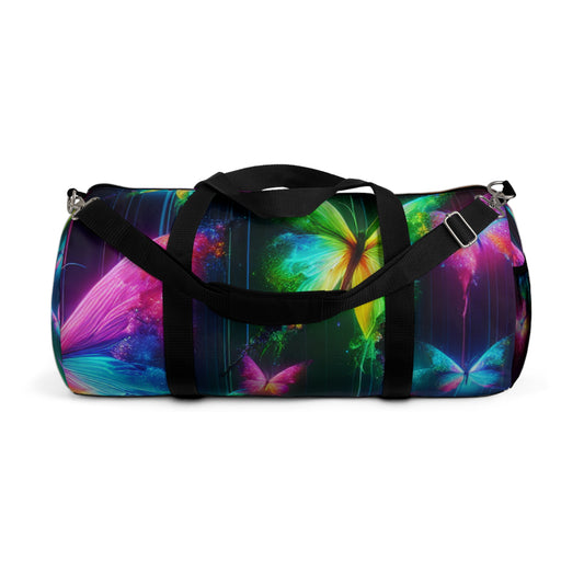 Fantasia in Neon. - Neon Butterflies Duffle Bag