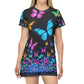 Neon Nimbulance Neon Butterflies Womans T Shirt Dress