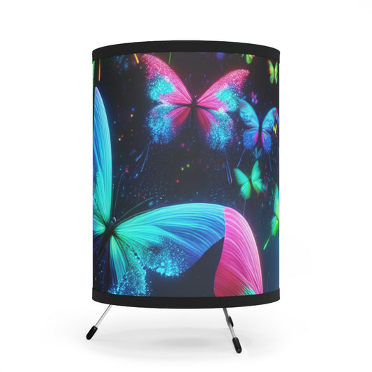 "Neon Flight of Enchantment" - NEON Butterflies Art Tripod Lamp