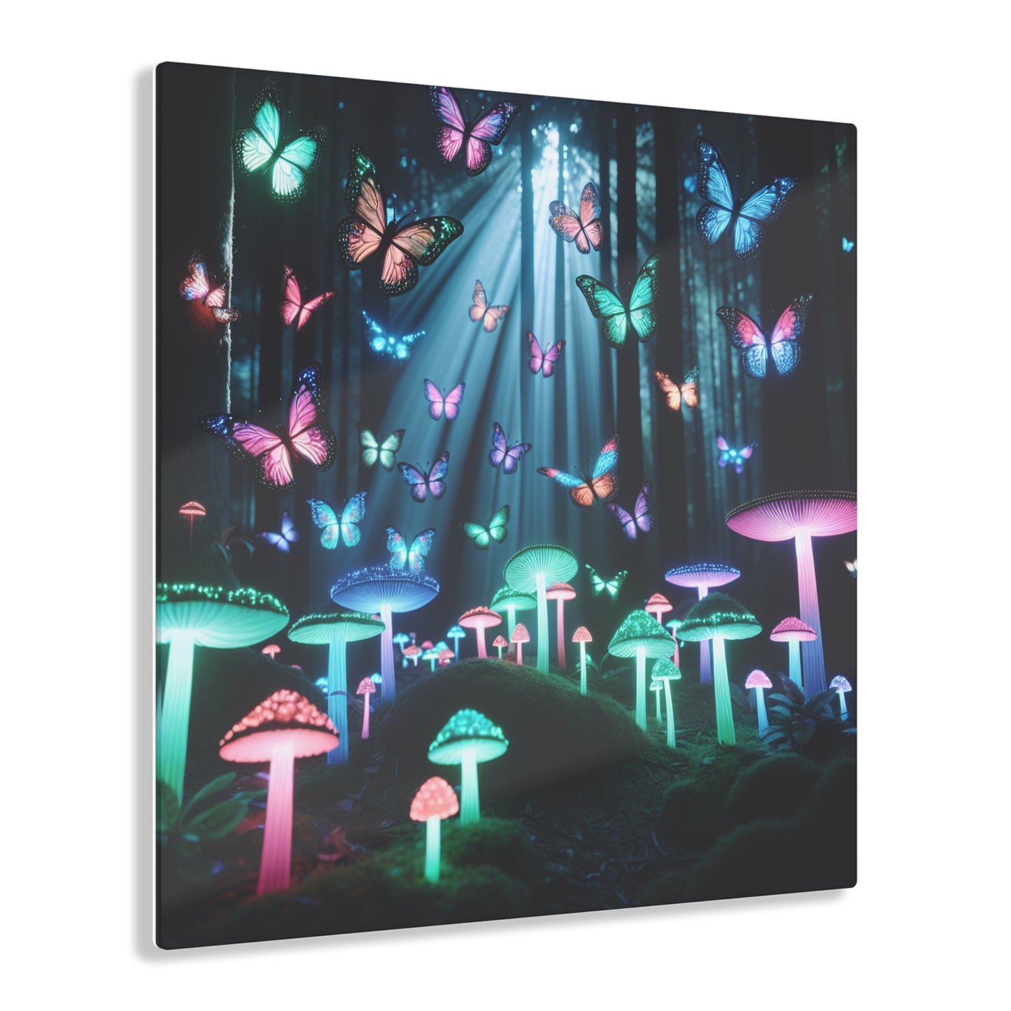 Neon Nature Fantasy Butterflies & Mushrooms 1/4" Glossy Acrylic Art