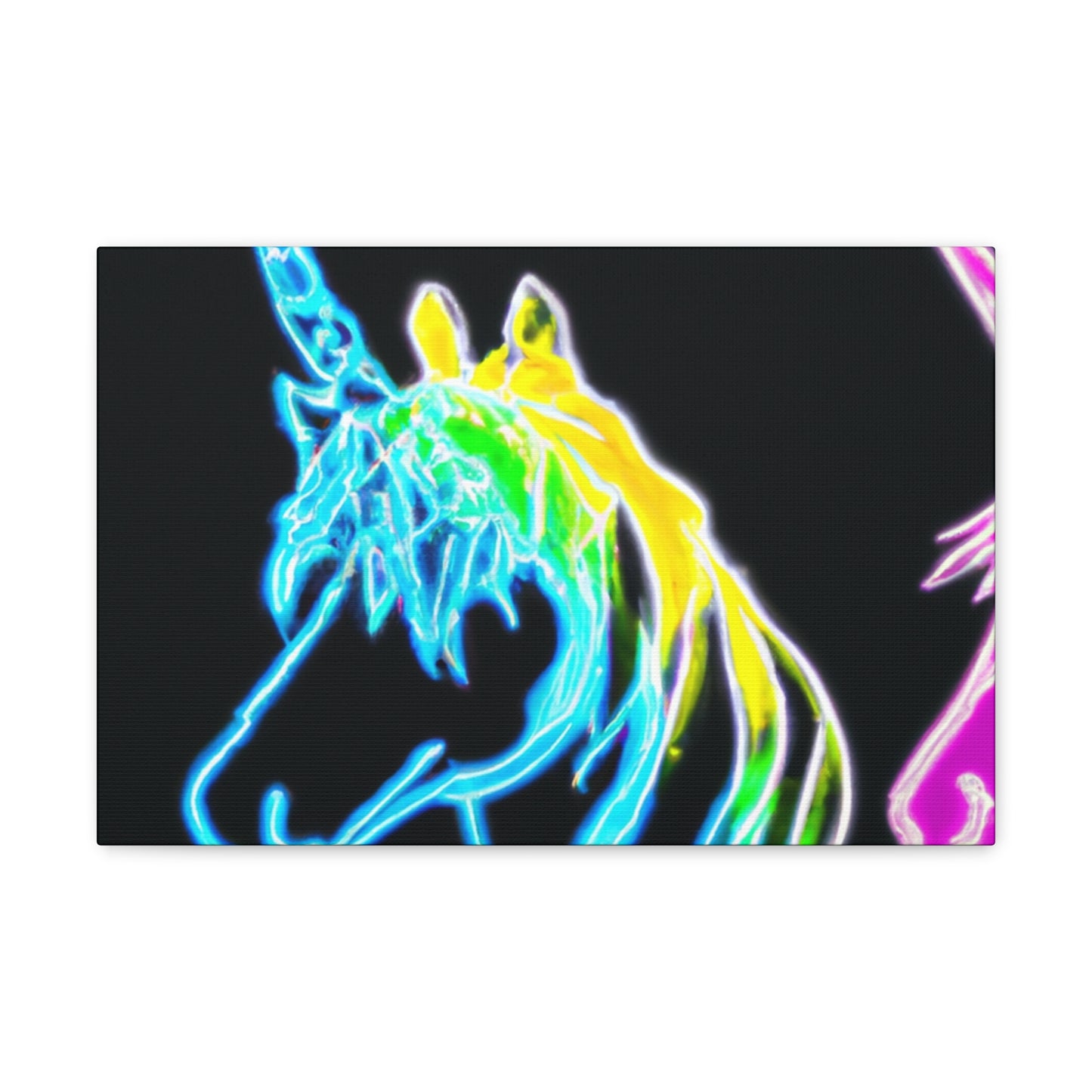 "The Glowing Rainbow Herd" NEON Unicorns Art Canvas