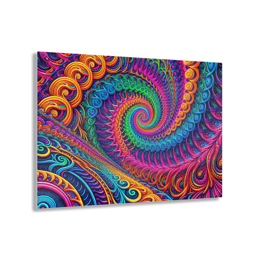 Radiant Techno Celestial Maze. Trippy infity Pattern 1/4" Glossy Acrylic Art
