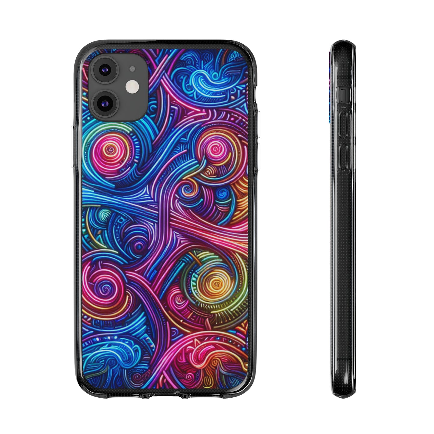 Vibrant Trippy Neon Infinity Ripples. Infinity Patterns Art Polycarbonate Phone Case Samsung Galaxy s21 s22 Google Pixel 6 Iphone 11 12 13 14 Pro Max Mini Plus