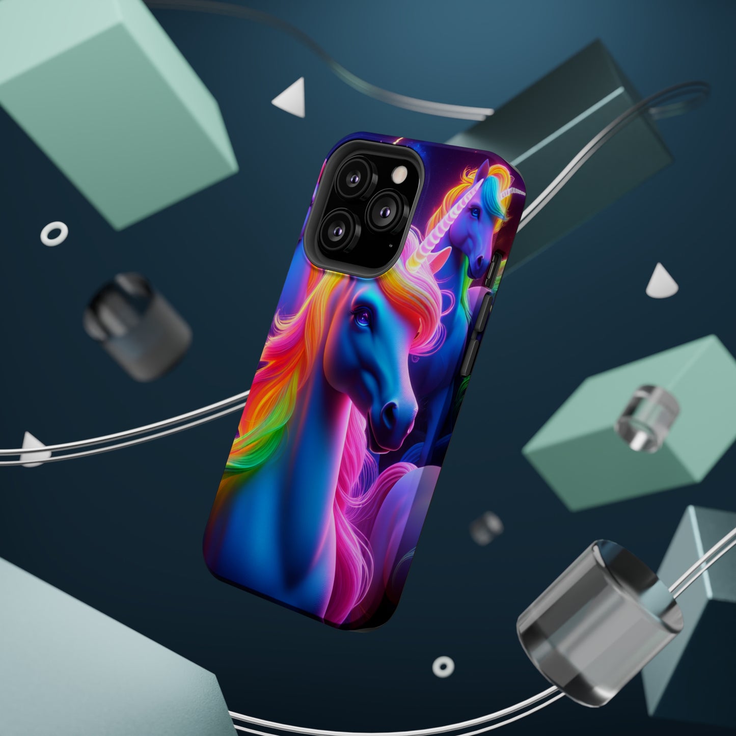 Neon Nighthorn Pride Neon Unicorns Premium Art Magsafe Magnet Tough IPhone 13 14 15 Pro Plus Max and Mini in Matte and Glossy Phone cases