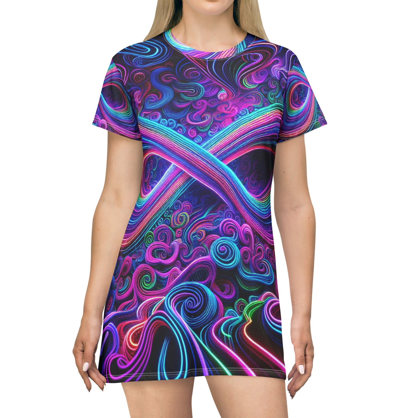 Vivid Neon Infinitude. Infinity Patterns Womans T Shirt Dress