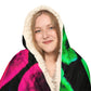 "Vivid Nebula of Butterflies" - NEON Butterflies Art Hooded Snuggle Blanket