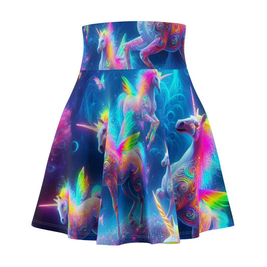 1. "Vivacious Voyage" -NEON Unicorns Woman' Skater Skirt