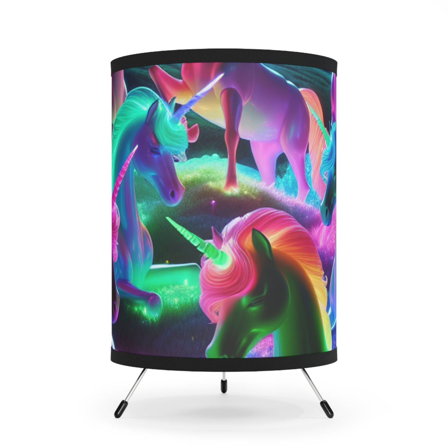 "Neon Unicorn Reception" - NEON Unicorns Art Tripod Lamp