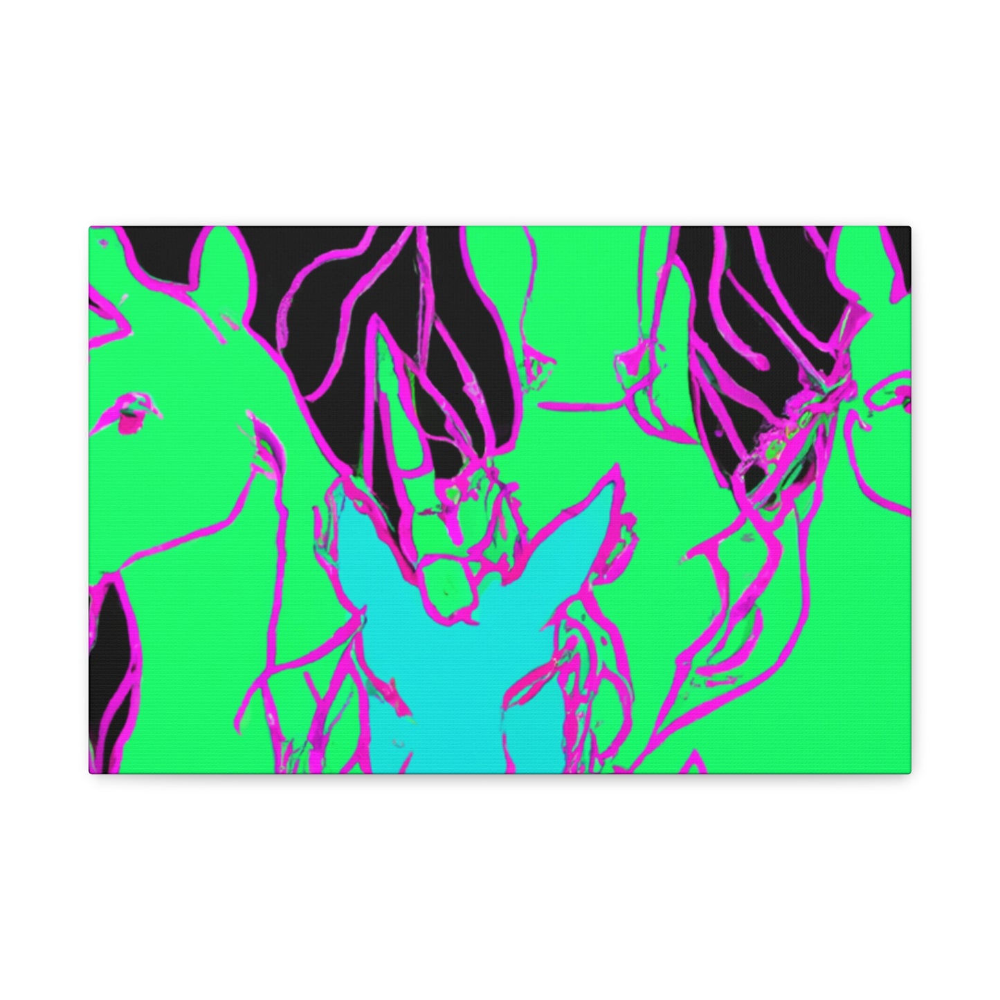 "Fantasy of Neon Lights" NEON Unicorns Art Canvas