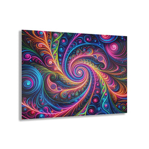 Electric Psychedelic Neon Vortex. Trippy infinity Pattern 1/4" Glossy Acrylic Art