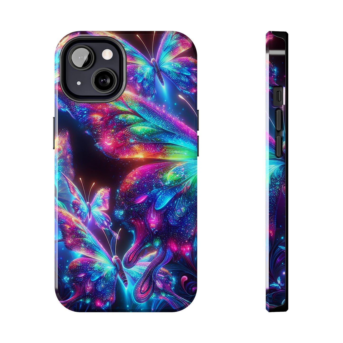 "Butterfly Prism Eruption" NEON Butterflies Tough Phone Case