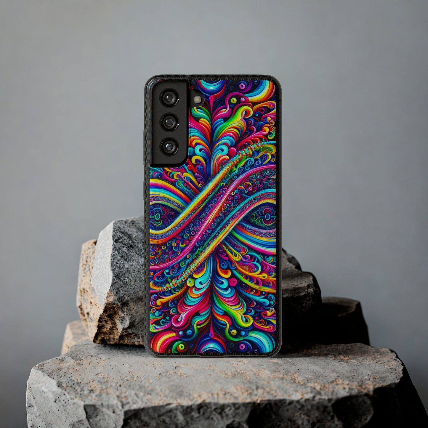 'Infinite Neon Illusion' Infinity Patterns Art Polycarbonate Phone Case