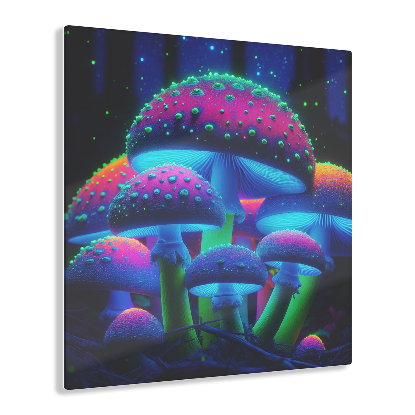 Neon Fungi Flourish. Mushrooms 1/4" Glossy Acrylic Art