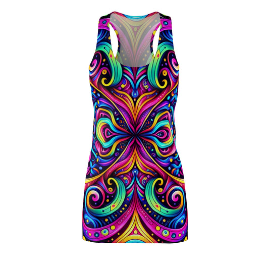 Neon Infinity Fantasia. Trippy Infinity Patterns Racerback Dress