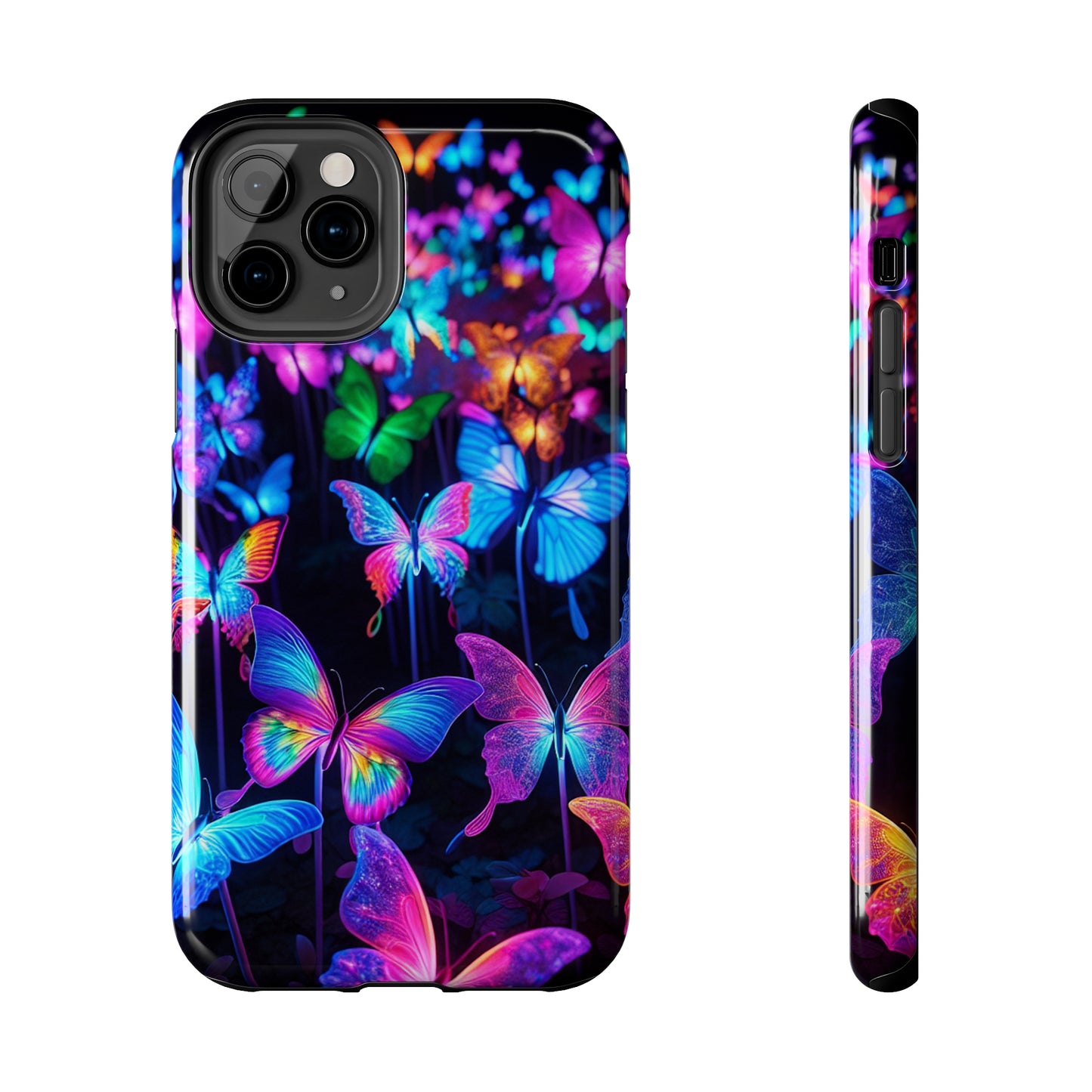 "Neon Flutterby Lights" NEON Butterflies Tough Phone Case