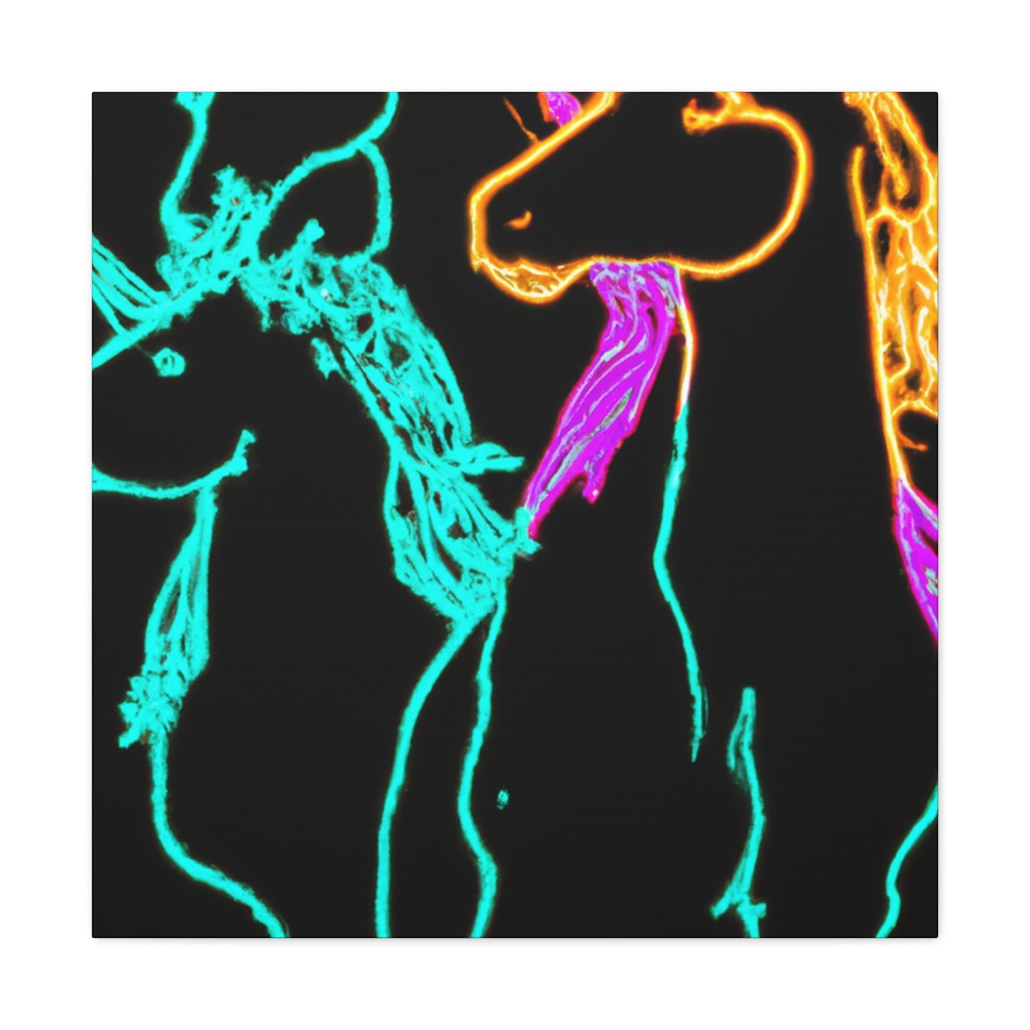 "Neon Splendour of Unicorns" NEON Unicorns Art Canvas