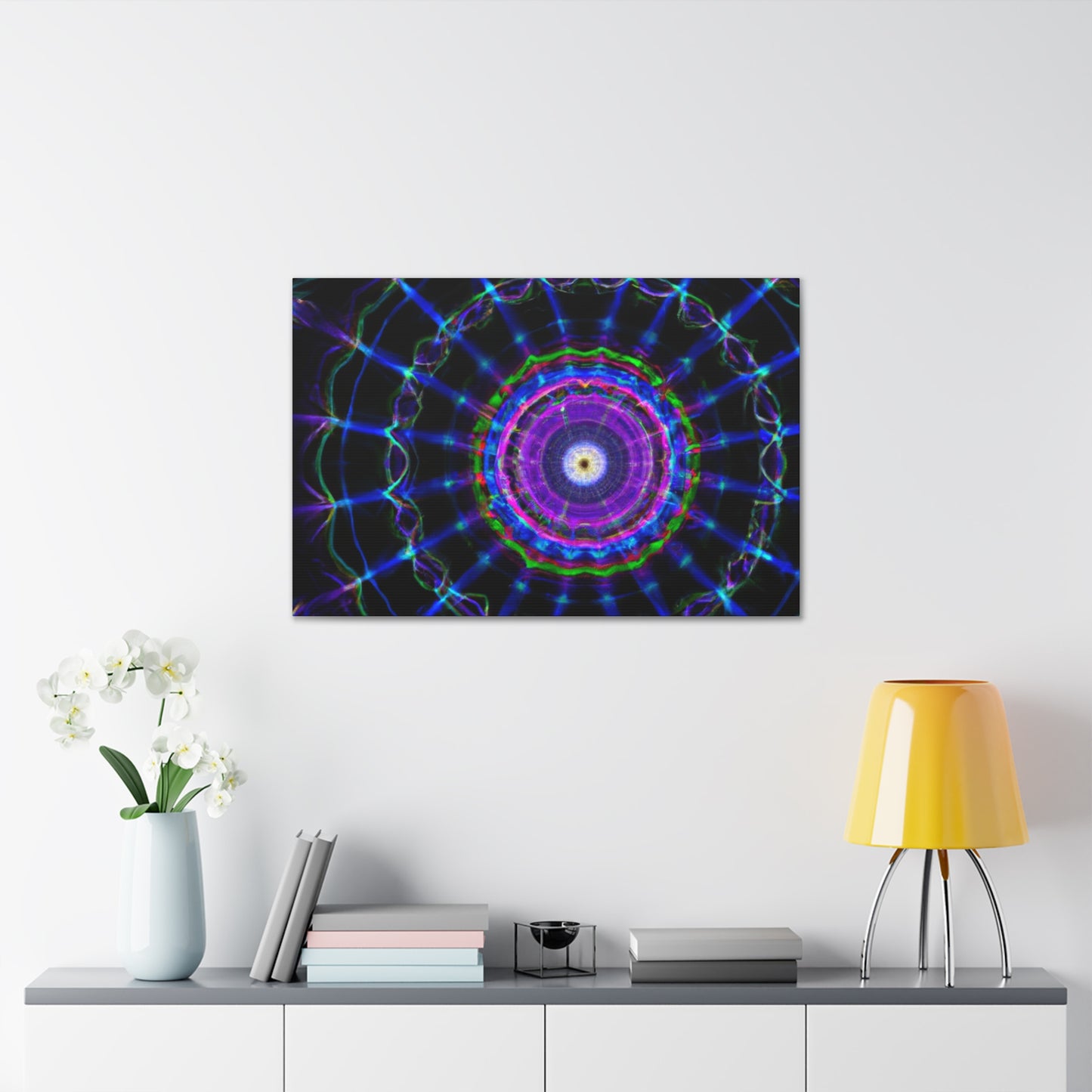 Neon Infinity Vortex. Trippy Infinity Patterns Art Canvas