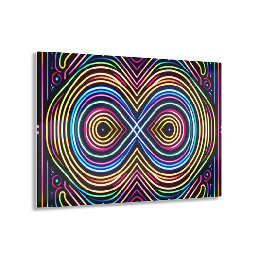 Neon Infinity Fantasia. Trippy infity Pattern 1/4" Glossy Acrylic Art