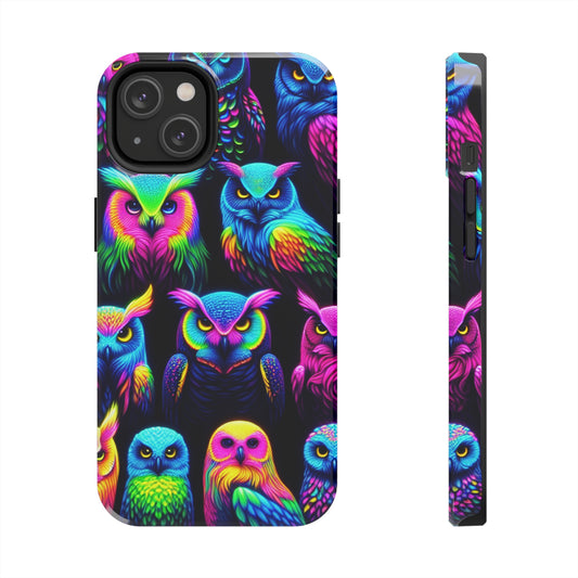"Nocturnal Neon Glow" NEON Owls Tough Phone Case