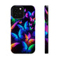 "Vibrant Neon Flutter" Neon Butterflies Premium Art Magsafe Magnet Tough IPhone 13 14 15 Pro Plus Max and Mini in Matte and Glossy Phone cases