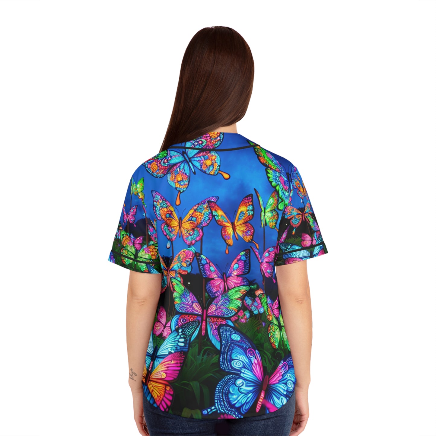 "Electric Flutter" Neon Butterflies Womans Jersey