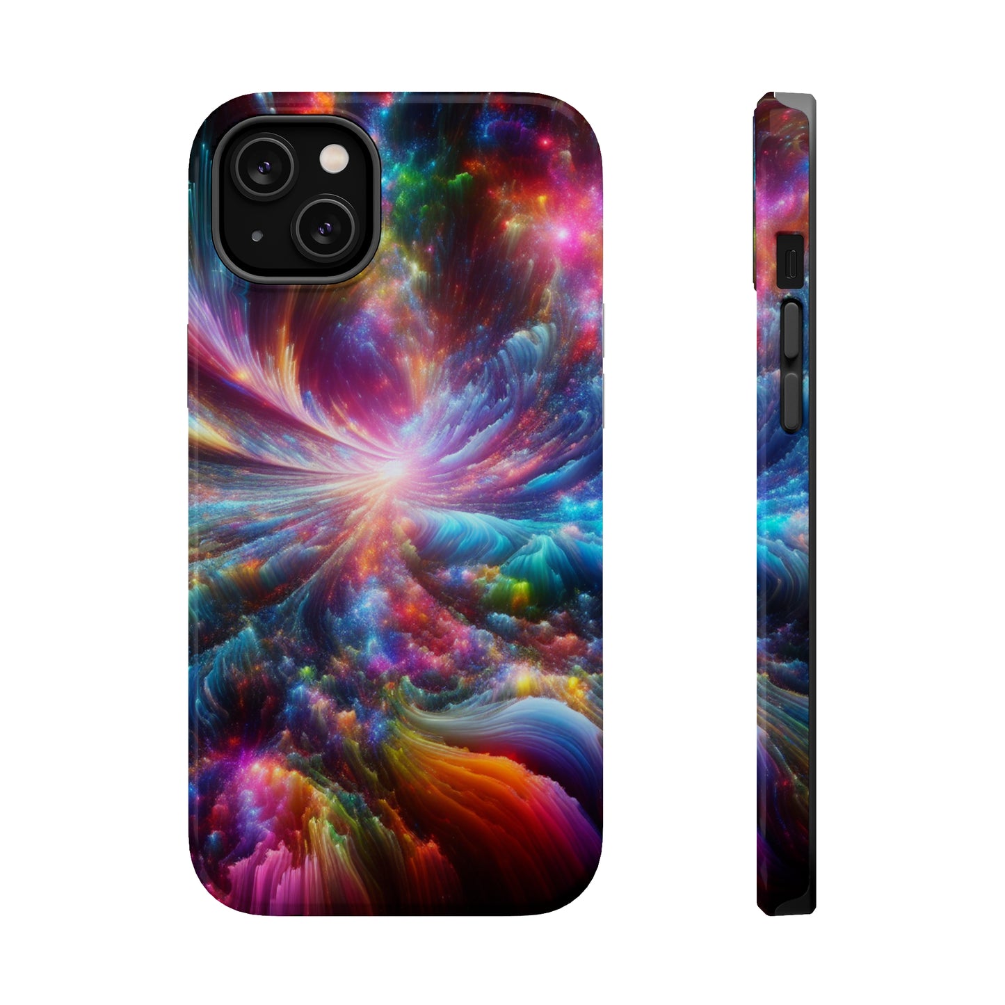Neon Infinity Chromadrift. Neon Trippy Infinity Patterns Premium Art Magsafe Magnet Tough IPhone 13 14 15 Pro Plus Max and Mini in Matte and Glossy Phone cases