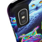 'Flock of Electric Flamses' NEON Owls Tough Phone Case