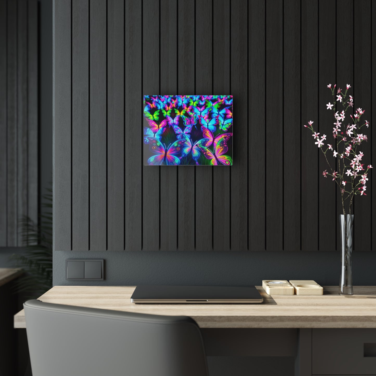 "Butterfly Cascade of Color" NEON Butterflies Art 1/4" Glossy Acrylic Art
