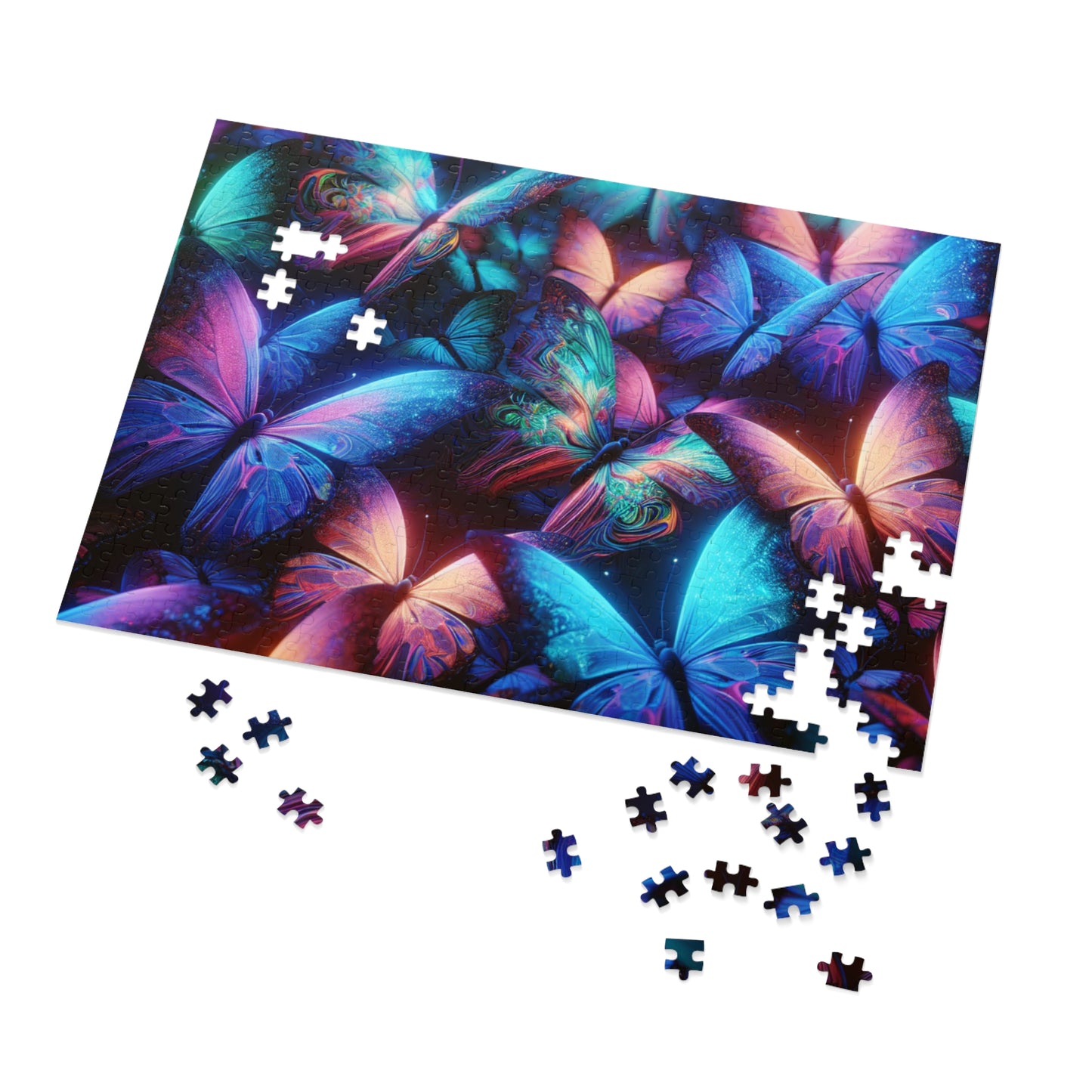"Neon Flutter" - Neon Butterflies Puzzle30, 110, 252, and 1000 Pieces