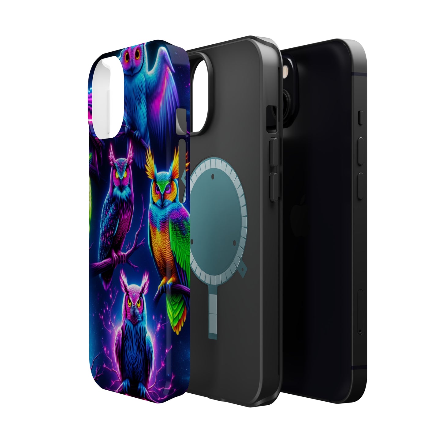 Neon Owlfection. Neon Owls Premium Art Magsafe Magnet Tough IPhone 13 14 15 Pro Plus Max and Mini in Matte and Glossy Phone cases
