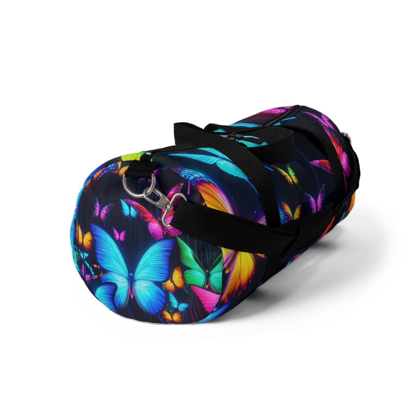 Celestial Splendor - Neon Butterflies Duffle Bag