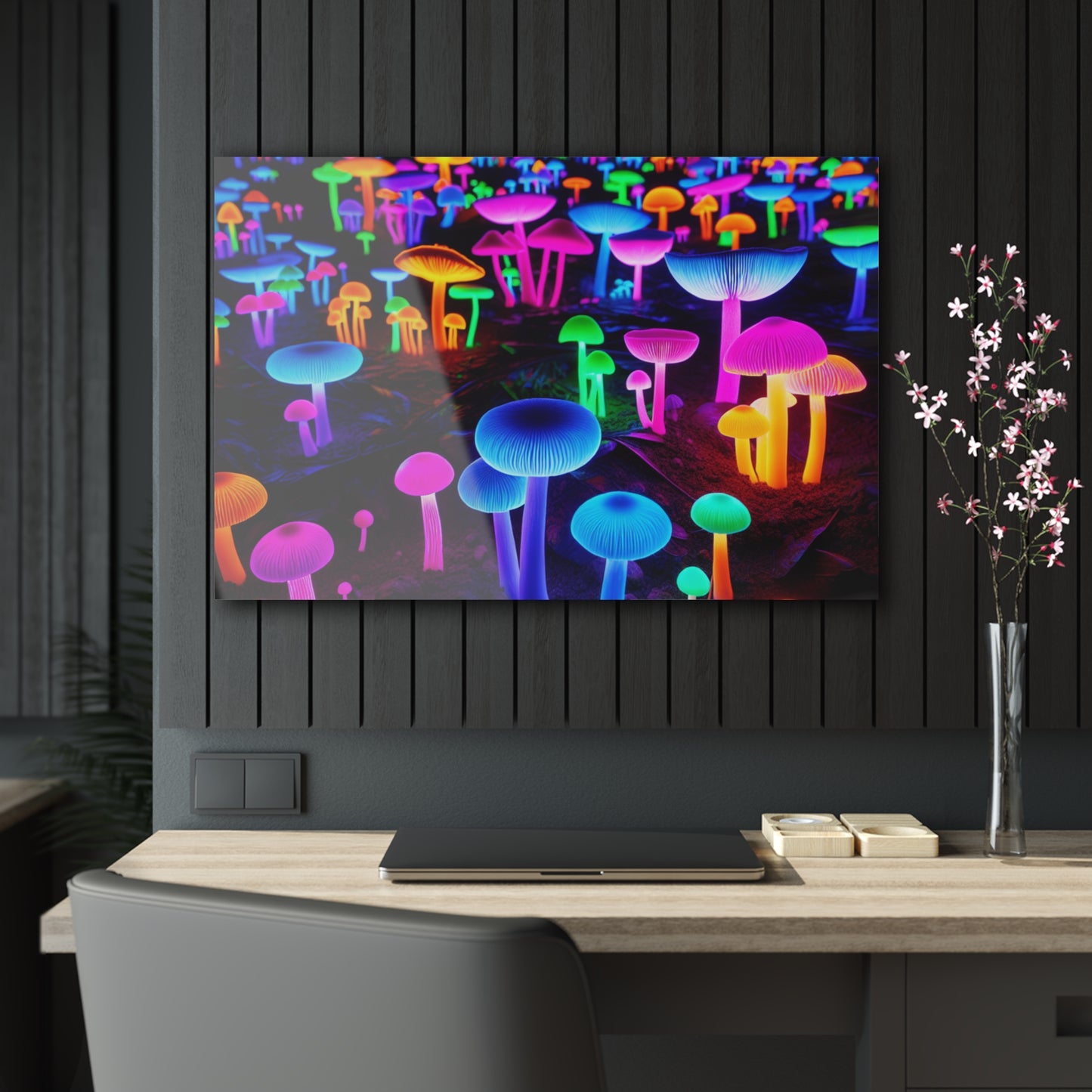 Neon Fungi Vibes. Mushrooms 1/4" Glossy Acrylic Art