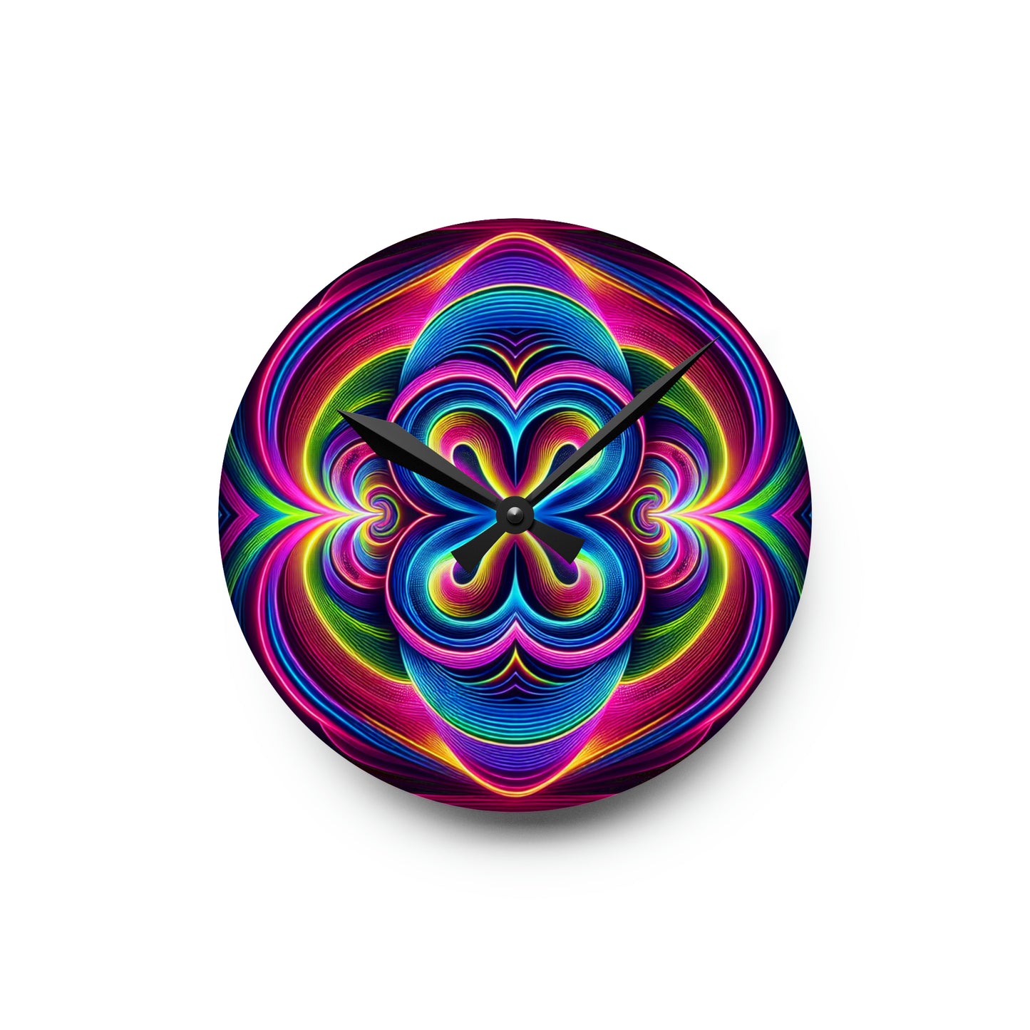 Infinite Neon Vortex. Infinity Patterns Art Acrylic Clock