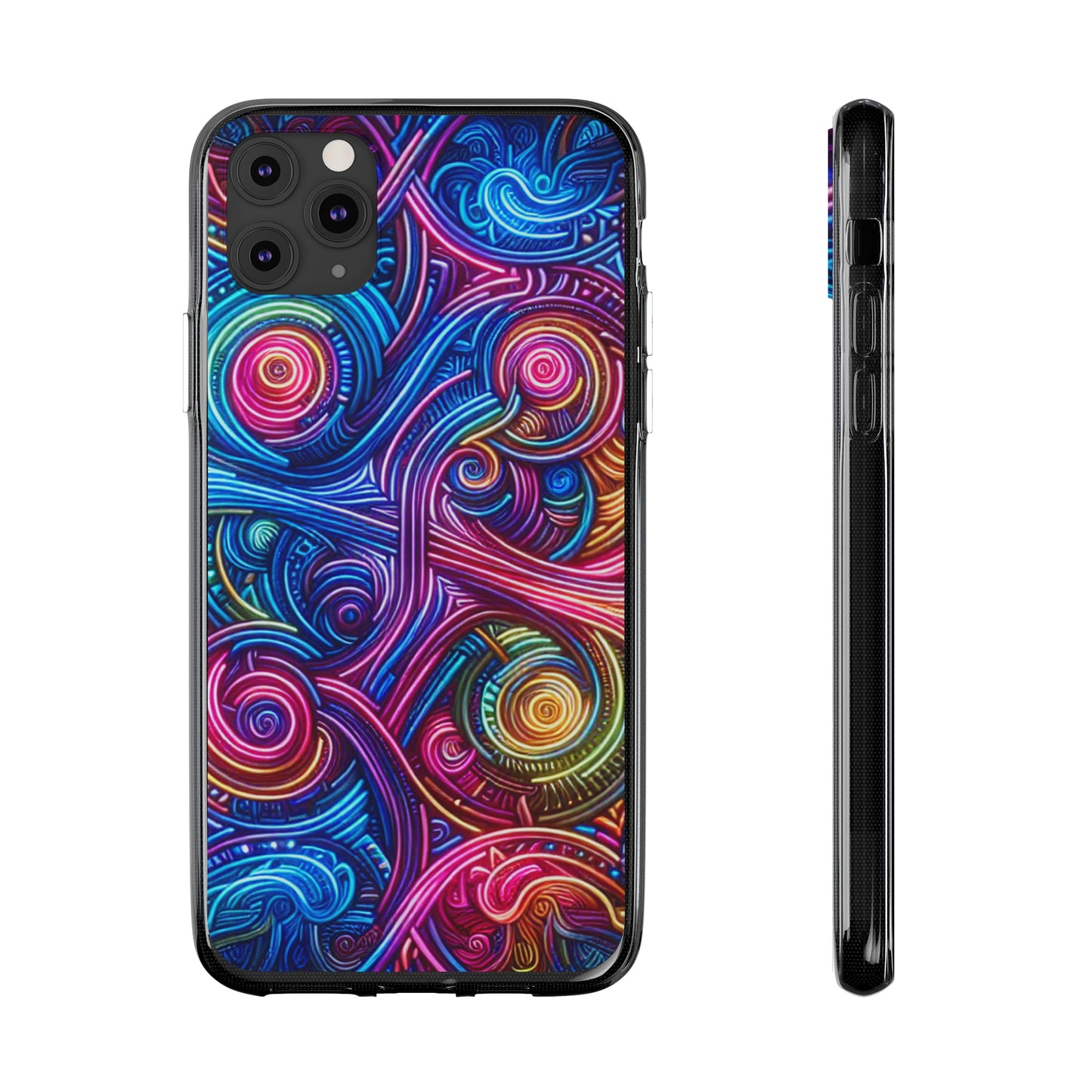 Vibrant Trippy Neon Infinity Ripples. Infinity Patterns Art Polycarbonate Phone Case Samsung Galaxy s21 s22 Google Pixel 6 Iphone 11 12 13 14 Pro Max Mini Plus