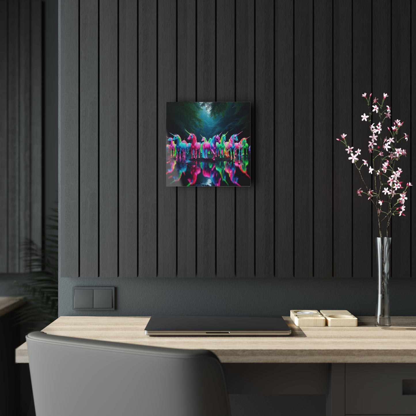 "Fantastical Flash of Unicorns" NEON Unocrons Art 1/4" Glossy Acrylic Art