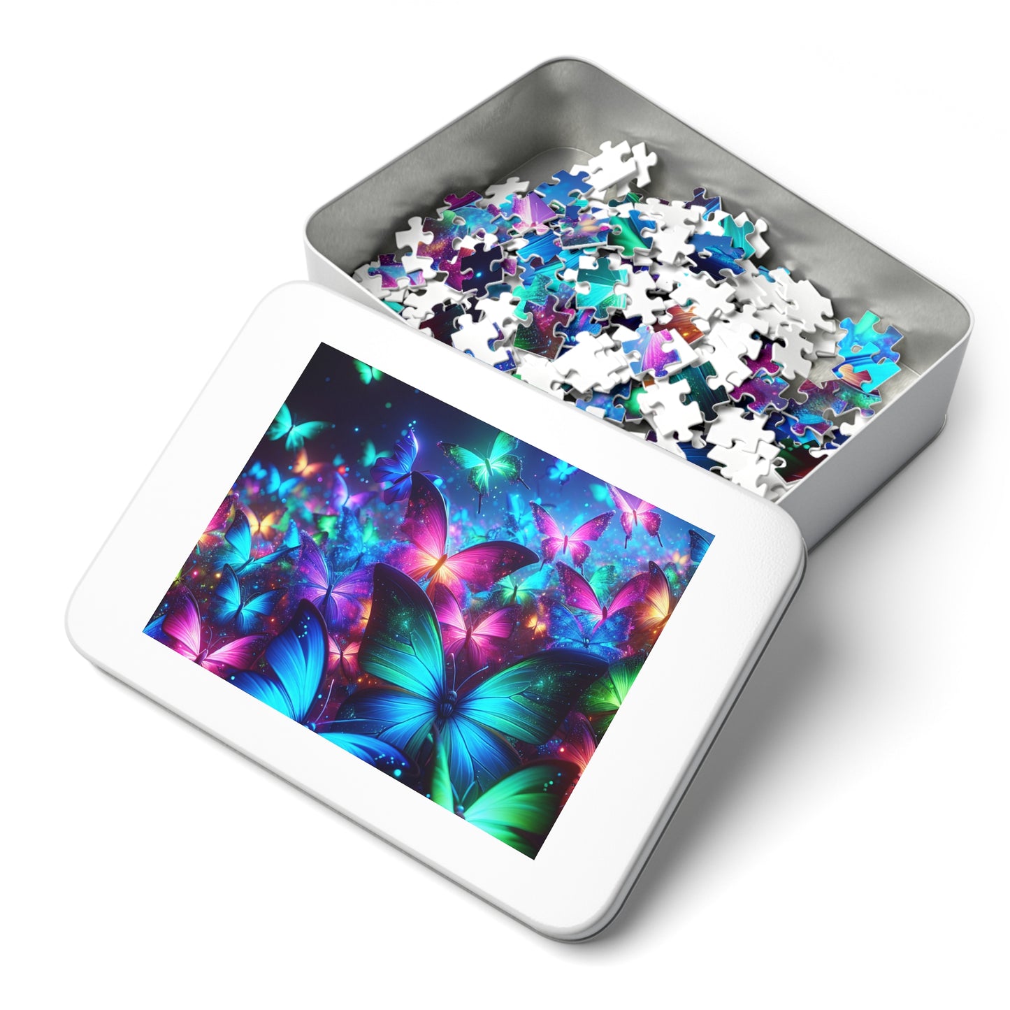 Neon Flutter. - Neon Butterflies Puzzle30, 110, 252, and 1000 Pieces