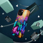"Radiant Glowing Flight" Neon Butterflies Premium Art Magsafe Magnet Tough IPhone 13 14 15 Pro Plus Max and Mini in Matte and Glossy Phone cases