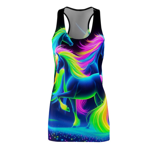 Unicornite Explosion. Neon Unicorns Racerback Dress