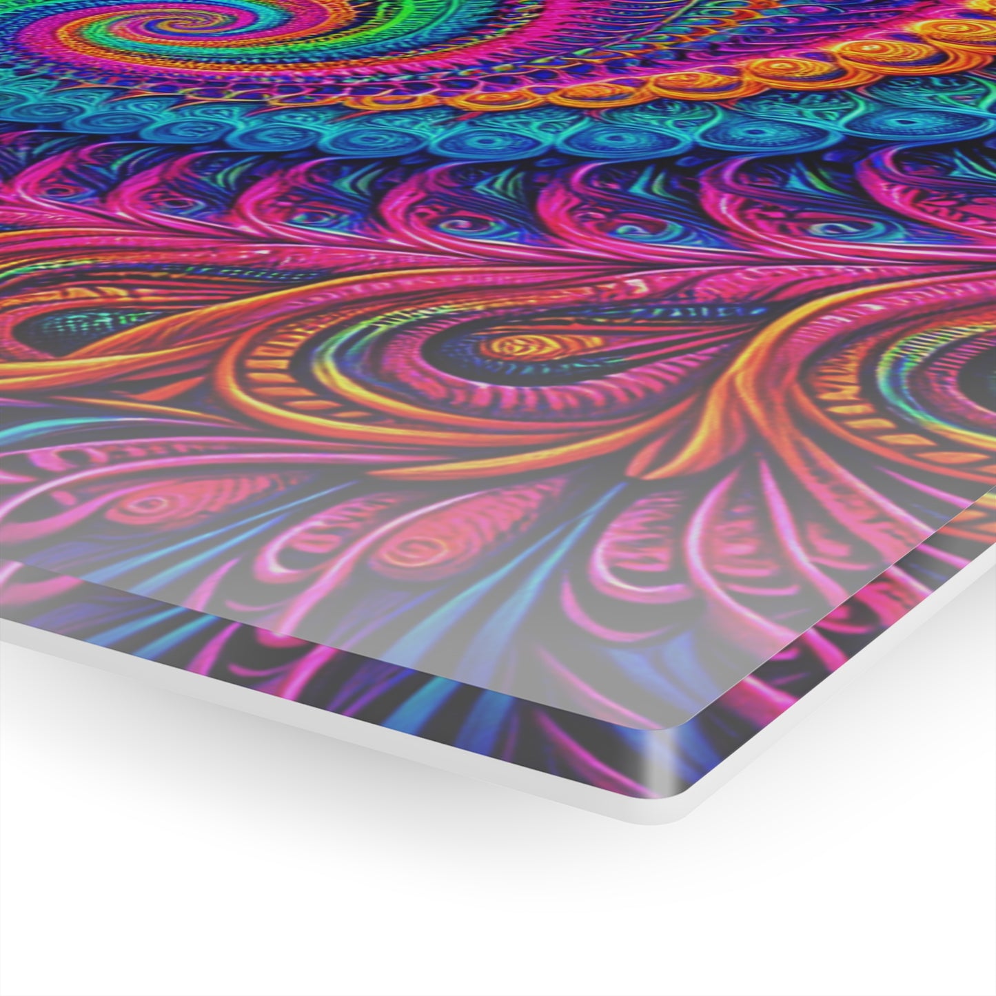 Radiant Techno Celestial Maze. Trippy infity Pattern 1/4" Glossy Acrylic Art