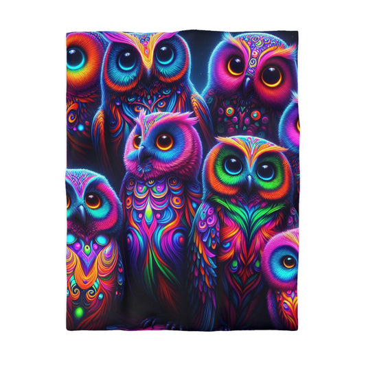 Giovanni di Saraco - NEON Owls Microfiber Duvet Cover