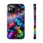 "Neon Flutterings" NEON Butterflies Tough Phone Case Iphone  7 8 9 10 11 12 13 14 SE X XR XS Pro Max Mini Plus