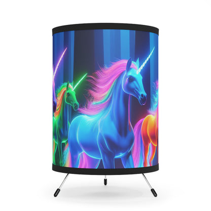 "Neon Wonderland" - NEON Unicorns Art Tripod Lamp